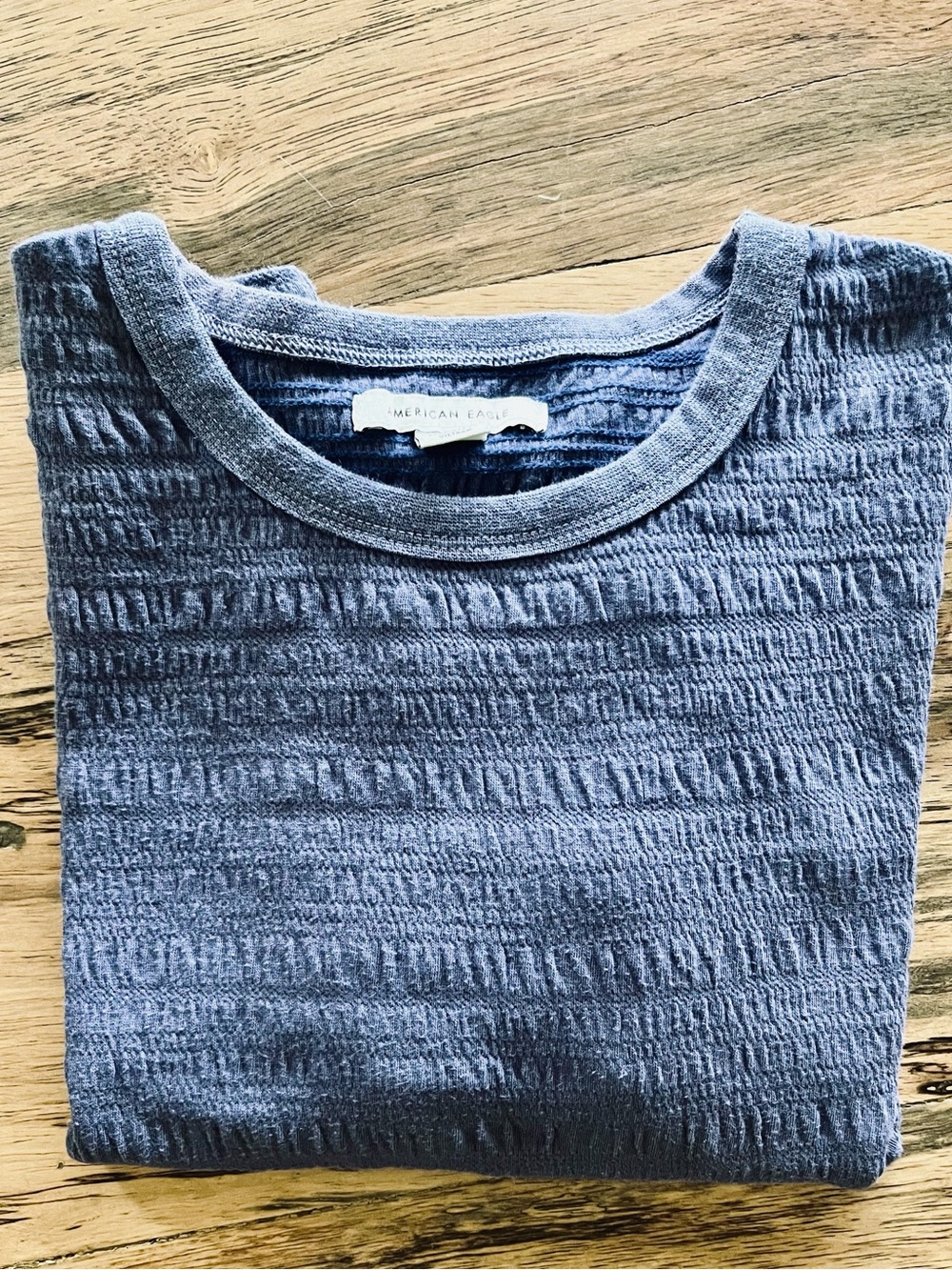 American Eagle Outfitters Blue Textured Crewneck Tee Woman Size XS